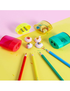 Sacapuntas Manual KIDMEN 2 Agujeros - Paquete de 12 Colores 2