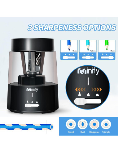 Sacapuntas Eléctrico Minify PS01 Recargable 2000mAh Negro