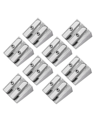 Juego de 8 Sacapuntas de Metal Motroce 2 Agujeros Plata