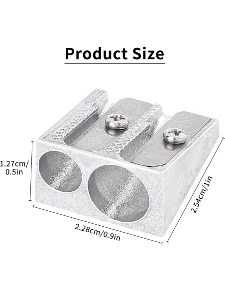 Juego de 8 Sacapuntas de Metal Motroce 2 Agujeros Plata