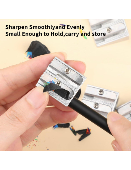 Juego de 8 Sacapuntas de Metal Motroce 2 Agujeros Plata