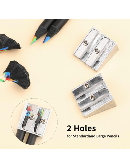 Juego de 8 Sacapuntas de Metal Motroce 2 Agujeros Plata