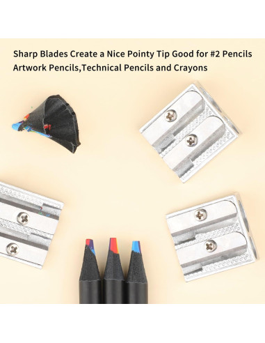 Juego de 8 Sacapuntas de Metal Motroce 2 Agujeros Plata