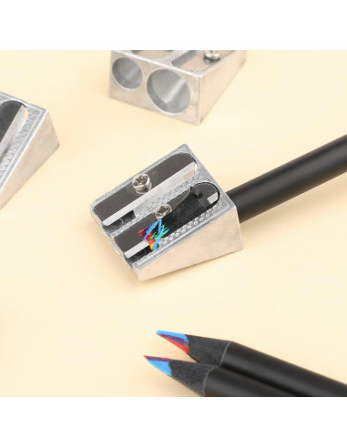 Juego de 8 Sacapuntas de Metal Motroce 2 Agujeros Plata