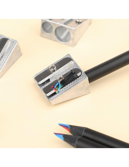 Juego de 8 Sacapuntas de Metal Motroce 2 Agujeros Plata