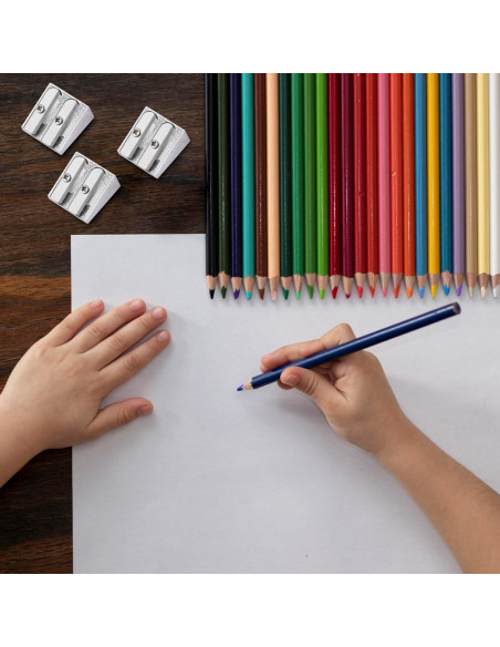 Juego de 8 Sacapuntas de Metal Motroce 2 Agujeros Plata