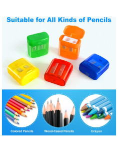 Paquete de 40 Sacapuntas Doble Orificio Toidgy Multicolor 2