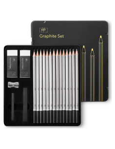 Lápices de Dibujo Mr. Pen 19 Pcs con Borradores y Sacapuntas
