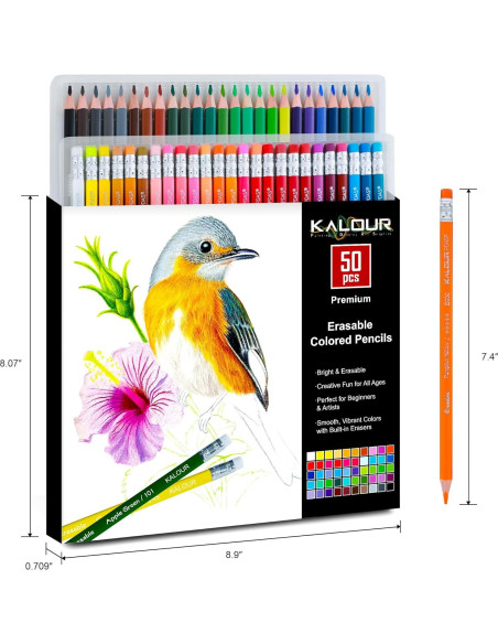 Set de Lápices de Colores Borrables KALOUR 50 Colores
