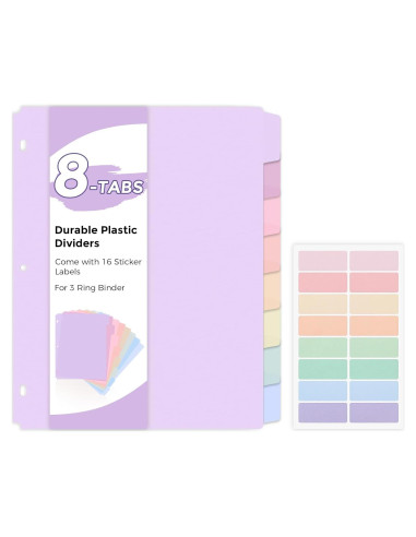 Divisores de Plástico SKYDUE 8 Pestañas para Carpeta 3 Anillas