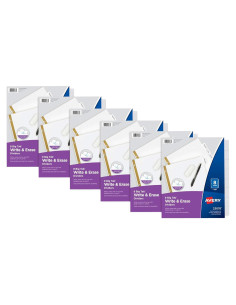 Separadores de papel Avery Big Tab Write & Erase, 8 pestañas, 6 juegos