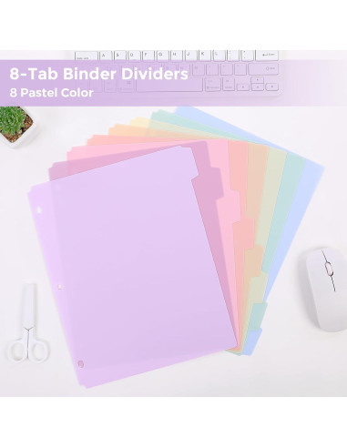 Divisores de Plástico SKYDUE 8 Pestañas para Carpeta 3 Anillas