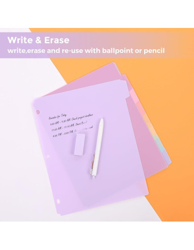 Divisores de Plástico SKYDUE 8 Pestañas para Carpeta 3 Anillas