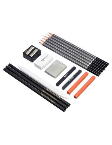 Kit de lápices de arte Amazon Basics 17 piezas para dibujo