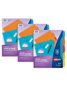 Separadores de plástico Avery Big Tab Write & Erase, 15 unidades