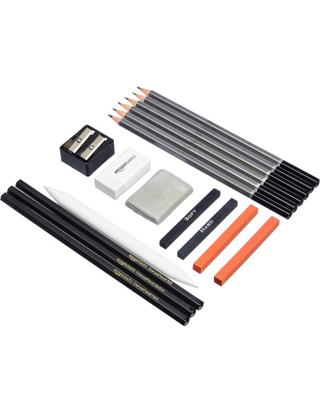 Kit de lápices de arte Amazon Basics 17 piezas para dibujo