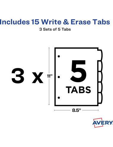 Separadores de plástico Avery Big Tab Write & Erase, 15 unidades