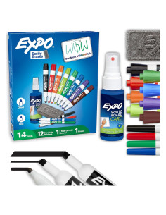 Kit de Marcadores de Pizarra Blanca EXPO 14 Piezas con Borrador y Limpiador