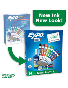 Kit de Marcadores de Pizarra Blanca EXPO 14 Piezas con Borrador y Limpiador 2