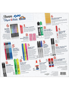 Kit de Suministros Escolares 38 Piezas Sharpie Paper Mate Expo 2