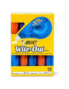 Cinta Correctora BIC Wite-Out EZ Correct, Paquete de 10 Unidades