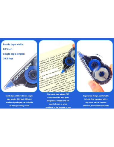 Cinta Correctora CorrectEase 14 Piezas 8M Azul Ergonómica