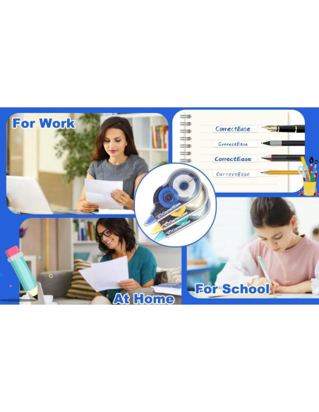 Cinta Correctora CorrectEase 14 Piezas 8M Azul Ergonómica