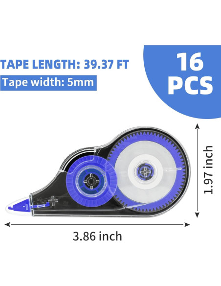 16 Cintas Correctoras Coloridas JEFURE 12m Resistente al Desgarro