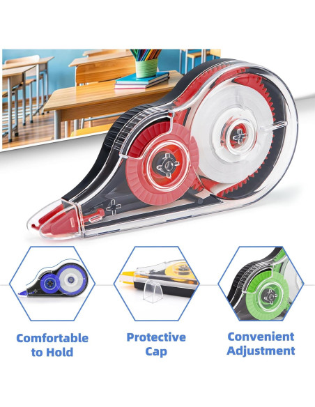 16 Cintas Correctoras Coloridas JEFURE 12m Resistente al Desgarro