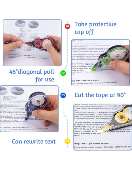 16 Cintas Correctoras Coloridas JEFURE 12m Resistente al Desgarro