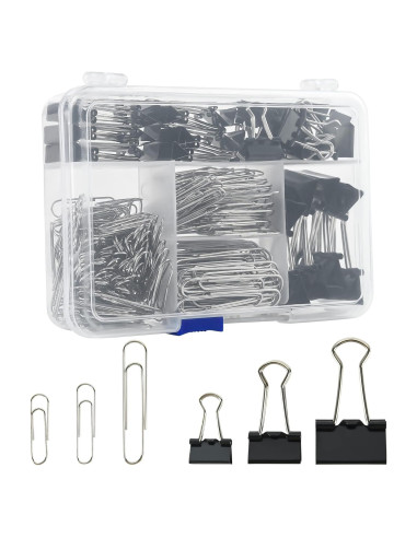 Juego de Clips de Papel y Binder EHME - 340pcs Negro Variados