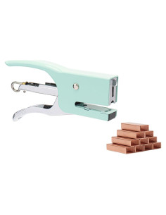 Grapadora de Pinzas Verde NatSumeBasics con 1000 Grapas Rosa