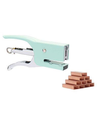 Grapadora de Pinzas Verde NatSumeBasics con 1000 Grapas Rosa