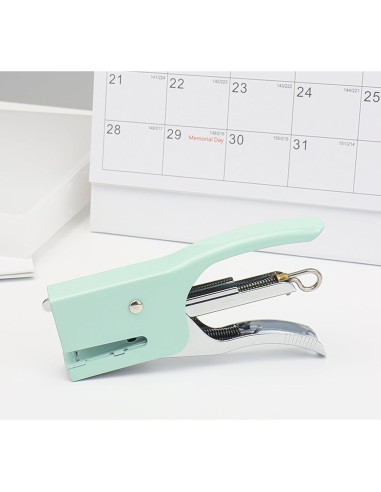 Grapadora de Pinzas Verde NatSumeBasics con 1000 Grapas Rosa