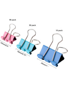 Clips de Carpeta Metal TecUnite 150 Pcs Tamaños Variados 2