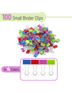 Clips de Carpeta Coloridos Mr. Pen - 1.9 cm, Paquete de 100 2