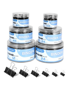 Clip de Binder POPUFOX 208 PCS en 6 Tamaños Variados Negros