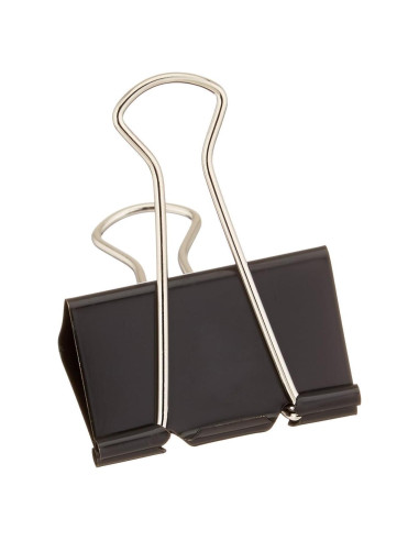 Clips de Carpeta Grandes 1EnLaOficina - Metal Negro, 12 Piezas