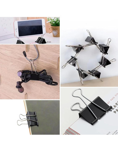 Paquete de 300 Clips de Carpeta Aellabus Negros Asortidos