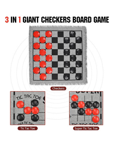 Juego de Damas Gigante QuadPro 3 en 1 para Jardín