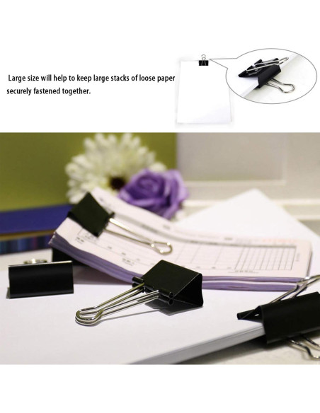 Clip de Carpeta Extra Grande COLOGO 51mm Negro 48 Piezas Clip de Carpeta Extra Grande COLOGO 51mm Negro 48 Piezas