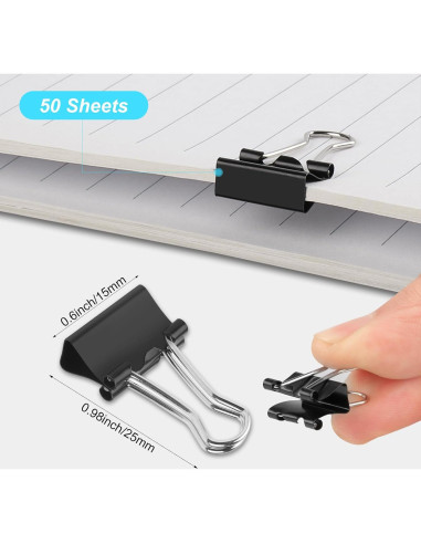 Clips de Carpeta Mini Ufmarine 240 Pcs 15mm Acero Templado