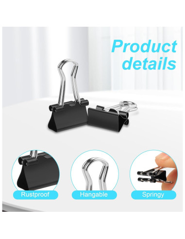 Clips de Carpeta Mini Ufmarine 240 Pcs 15mm Acero Templado