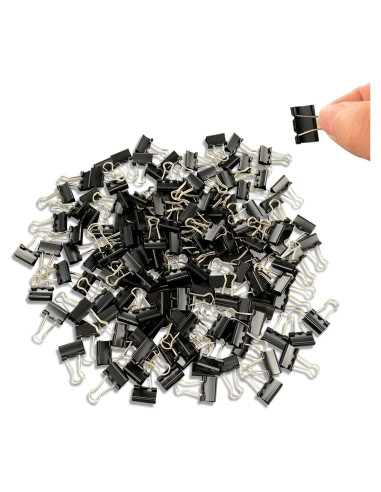 240 Clips de Carpeta Ykimok 15mm Negros para Oficina