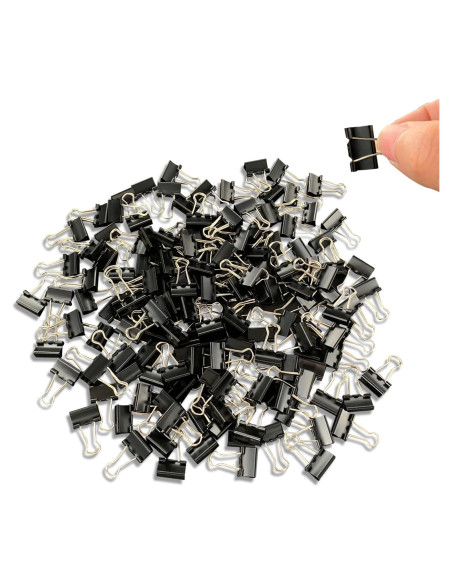 240 Clips de Carpeta Ykimok 15mm Negros para Oficina