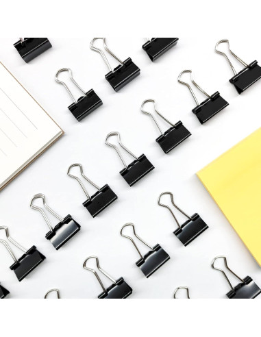 240 Clips de Carpeta Ykimok 15mm Negros para Oficina