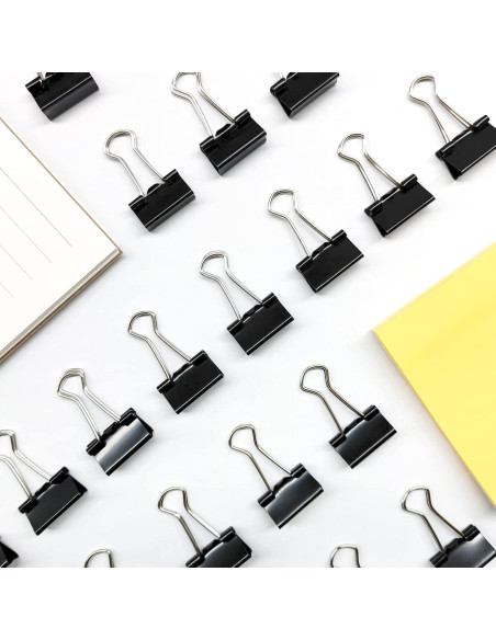 240 Clips de Carpeta Ykimok 15mm Negros para Oficina