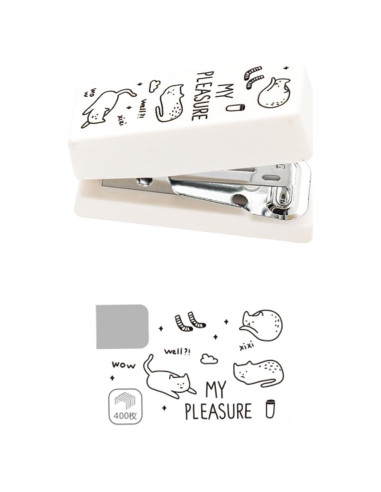 Grapadora de Caricatura MOZXIRZ Mini Blanca con 400 Grapas