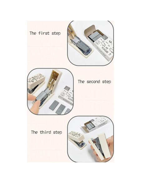 Grapadora de Caricatura MOZXIRZ Mini Blanca con 400 Grapas