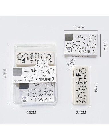Grapadora de Caricatura MOZXIRZ Mini Blanca con 400 Grapas